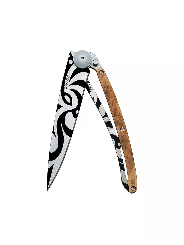 DEEJO | Coltello da tasca ginepro titanio TRIBAL 37G | Argento