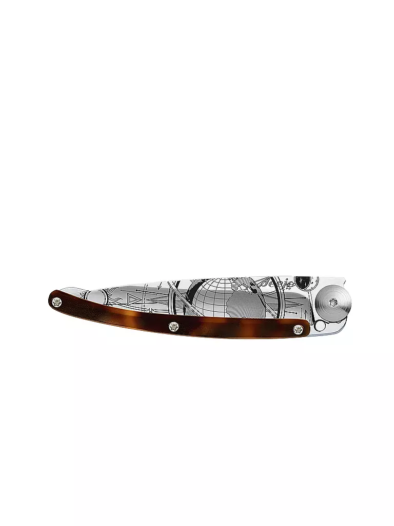 DEEJO | Coltello tascabile effetto tartaruga lucido GLOBE TROTTER 37G | Argento
