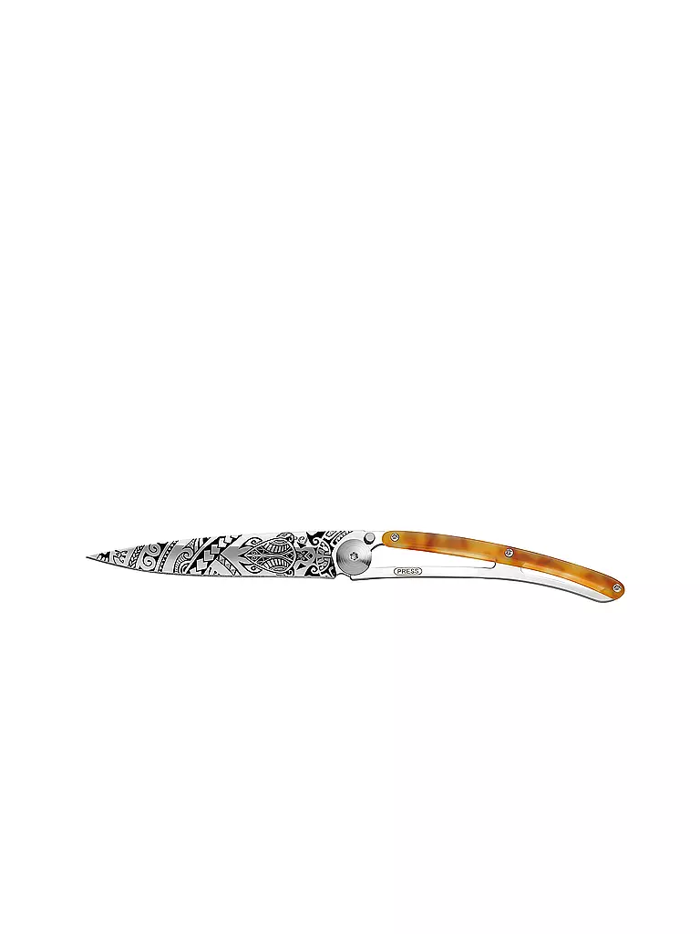 DEEJO | Coltello tascabile effetto tartaruga lucido POLINESIANO 37G | Argento