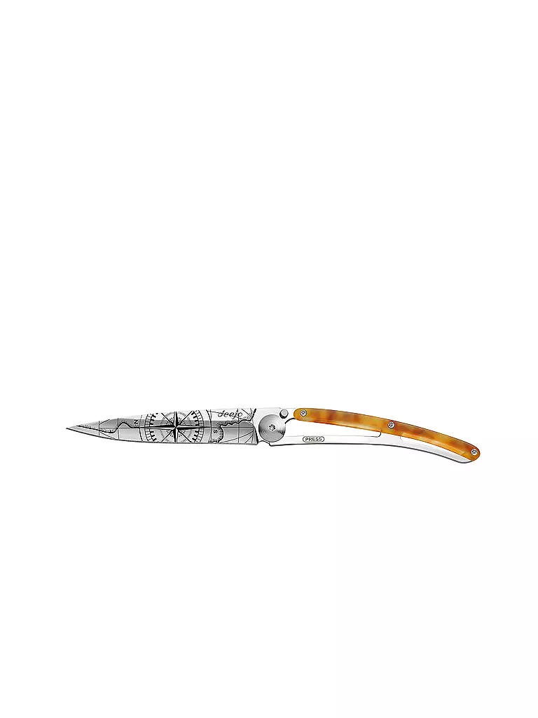 DEEJO | Coltello tascabile effetto tartaruga lucido TERRA INCGNITA 37G | Argento
