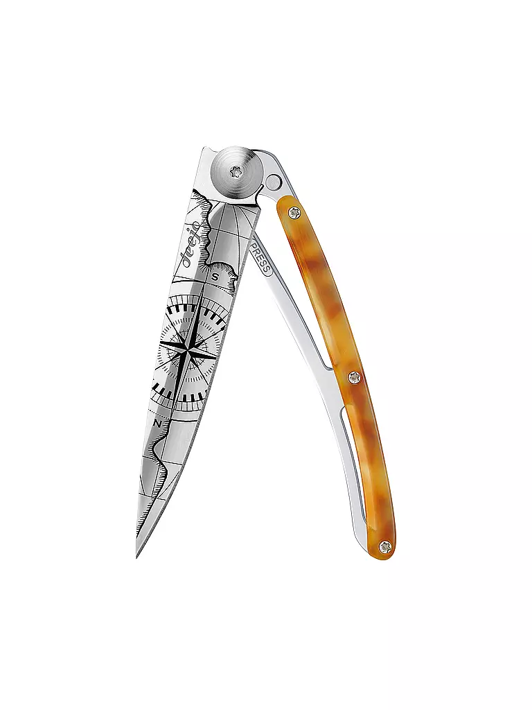 DEEJO | Coltello tascabile effetto tartaruga lucido TERRA INCGNITA 37G | Argento