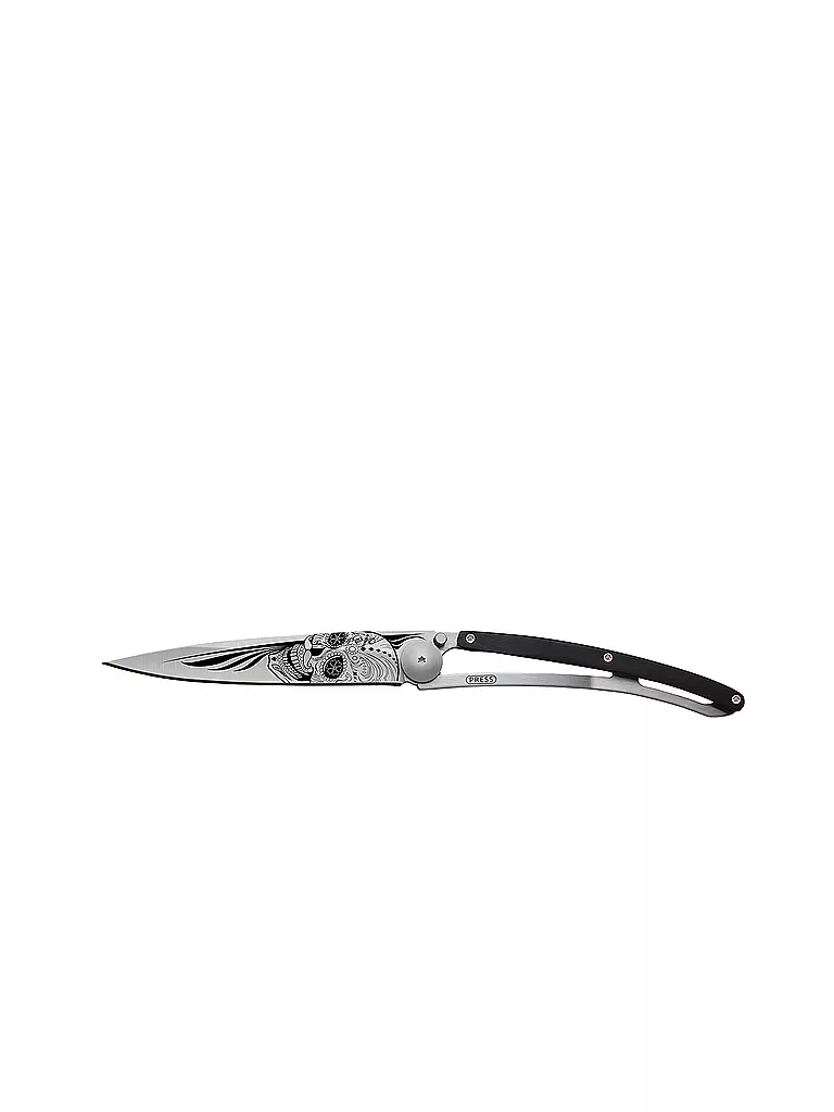 DEEJO | Coltello tascabile ginepro titanio LATINO SKULL 37G | Argento
