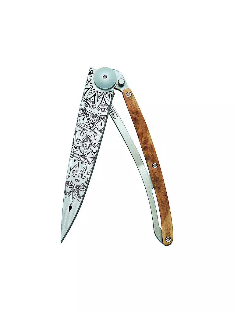 DEEJO | Coltello tascabile ginepro titanio MANDALA 37G | Argento