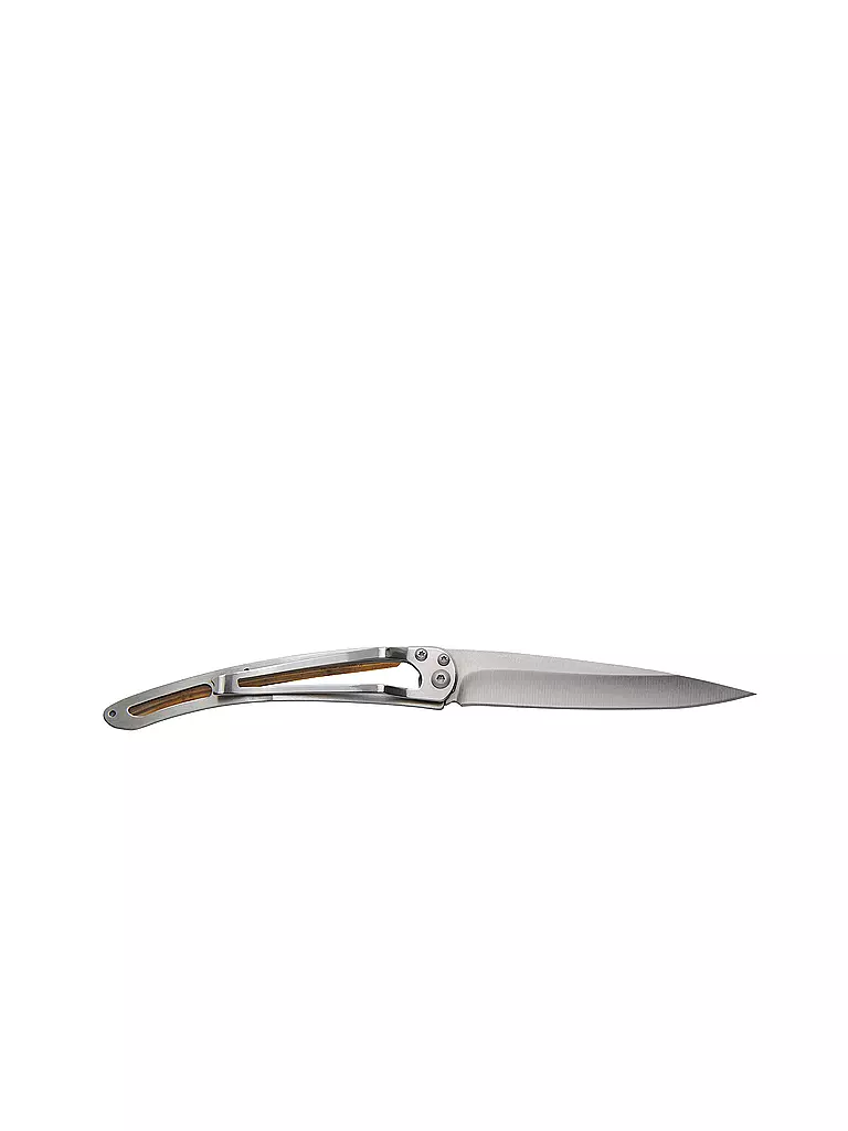 DEEJO | Coltello tascabile in legno d'olivo titanio TERRA INCOGNITA 37G | Argento