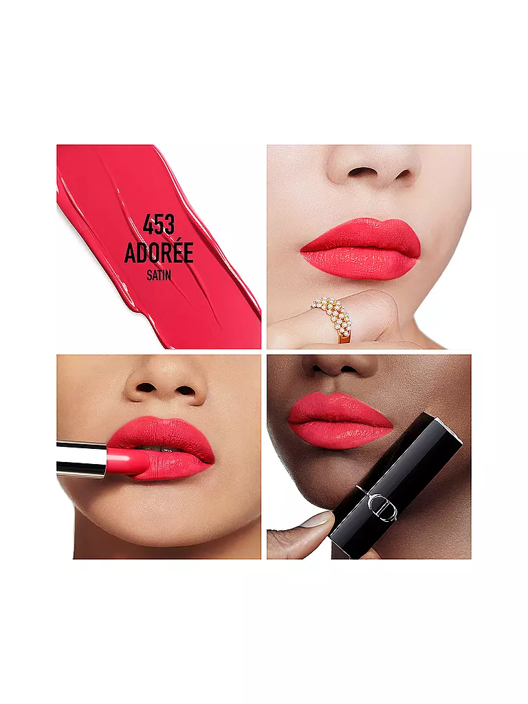 DIOR | Rossetto - Rouge Dior Satin Lipstick (453 Adorée) | Corallo