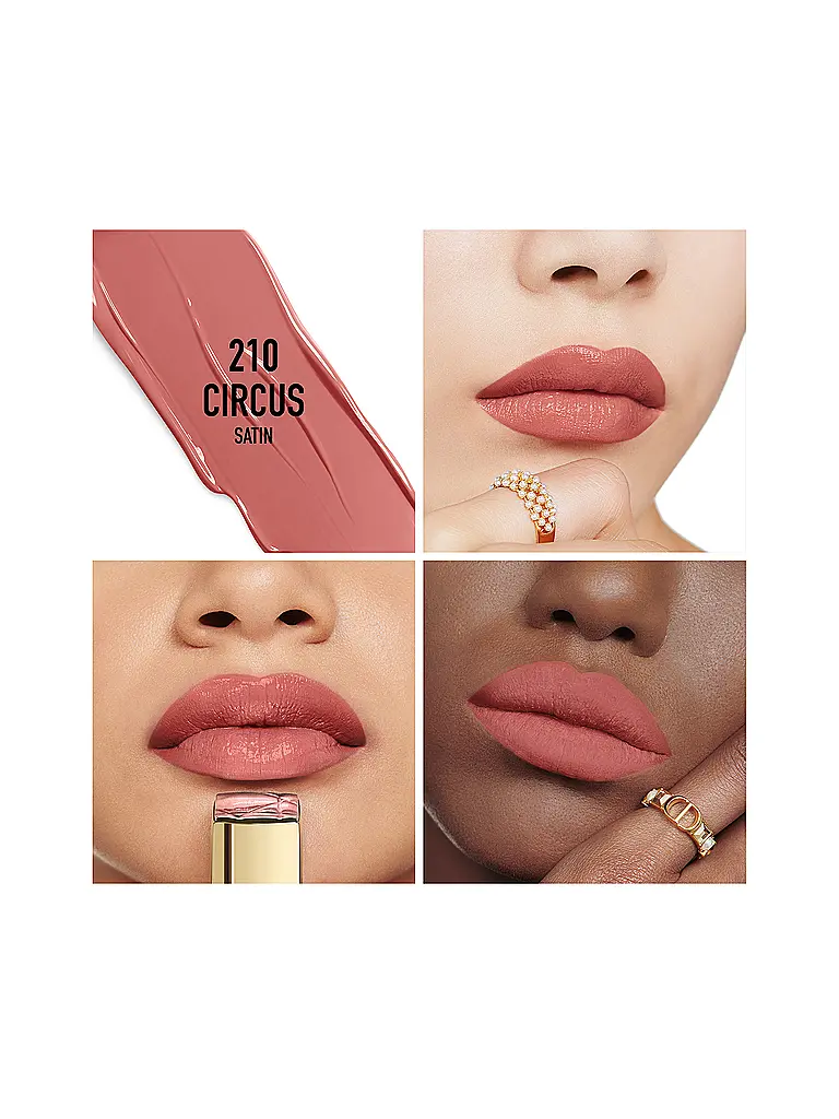 DIOR | Rouge Dior Edizione Limitata Couture Rossetto - Custodia color oro e stick inciso (210 Circus Fini Satin) | Oro