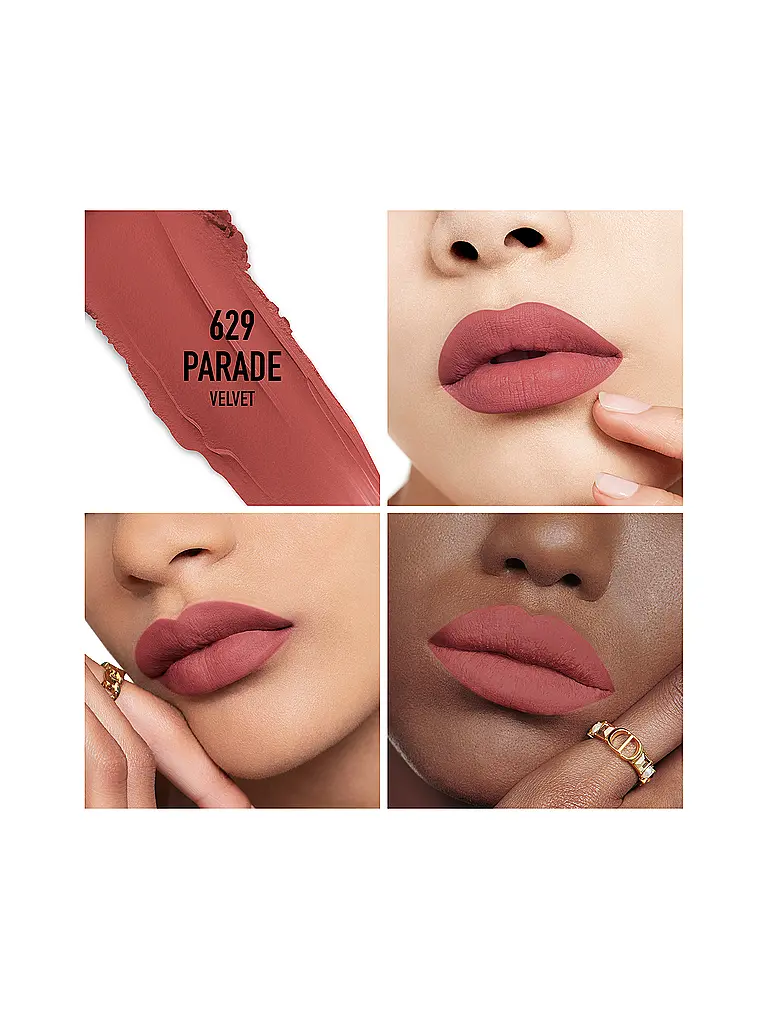 DIOR | Rouge Dior Edizione Limitata Couture Rossetto - Custodia dorata e stick inciso (629 Parade Fini Velvet) | Marrone