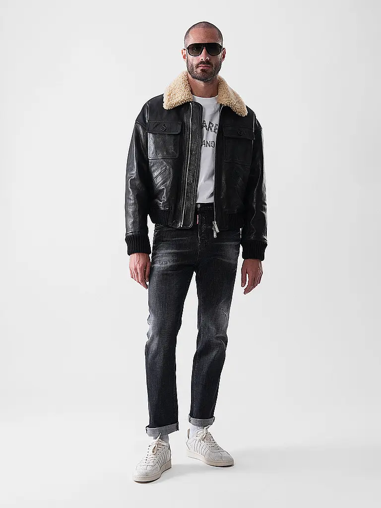 DSQUARED2 | Giacca in pelle AVIATOR | Nero