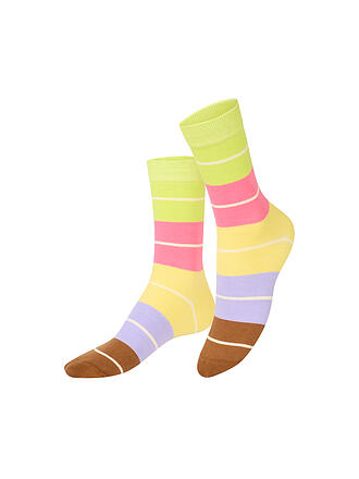 EAT MY SOCKS | Calzini 36-45 BON MACARON lilla-giallo-verdi