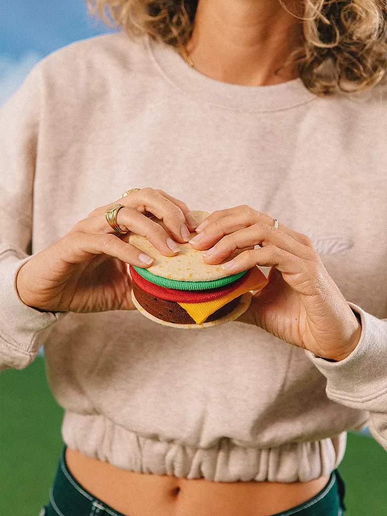 EAT MY SOCKS | Calzini 36-45 CHEESEBURGER rossogialloverde | 