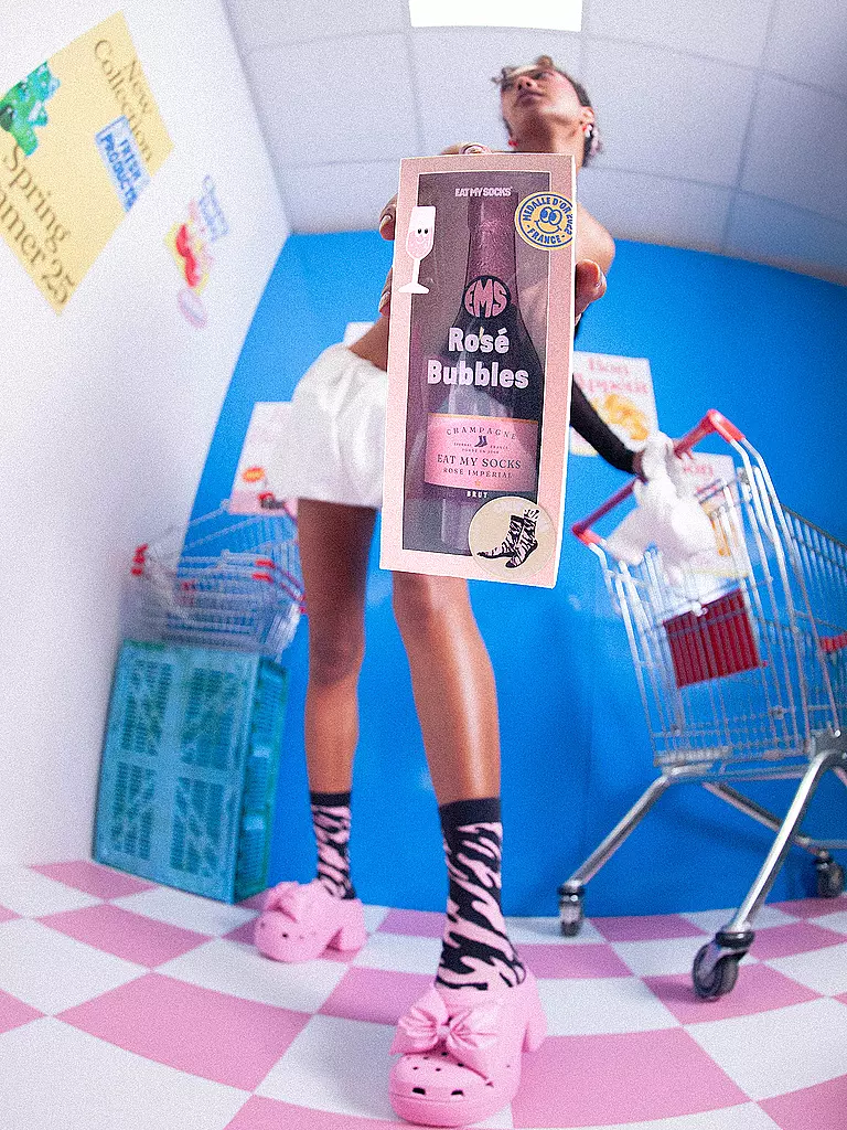 EAT MY SOCKS | Calzini 36-45 ROSE BUBBLES rosa/nero | 