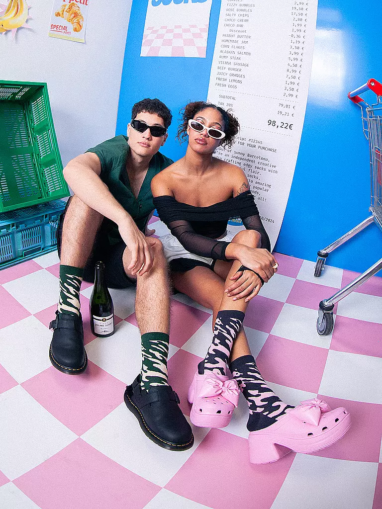 EAT MY SOCKS | Calzini 36-45 ROSE BUBBLES rosa/nero | 