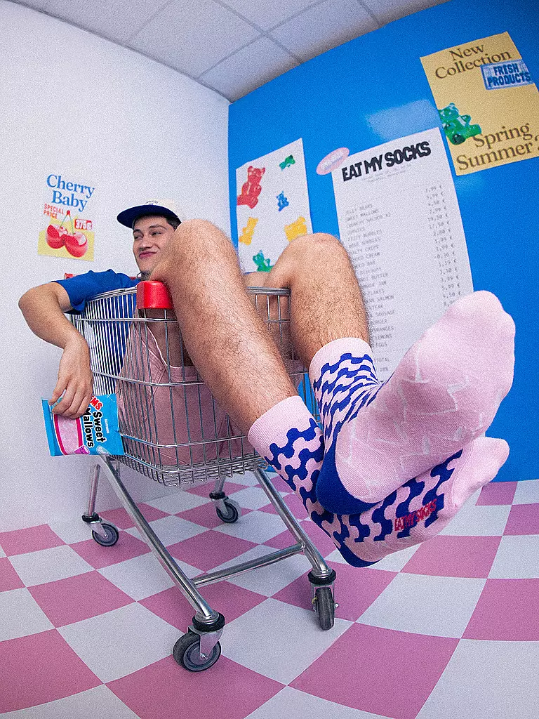 EAT MY SOCKS | Calzini 36-45 SWEET MALLOWS rosa-blu | 