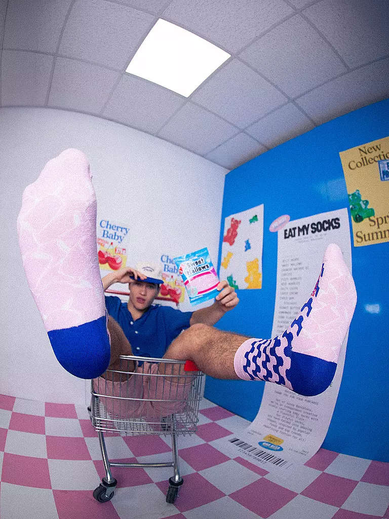 EAT MY SOCKS | Calzini 36-45 SWEET MALLOWS rosa-blu | 