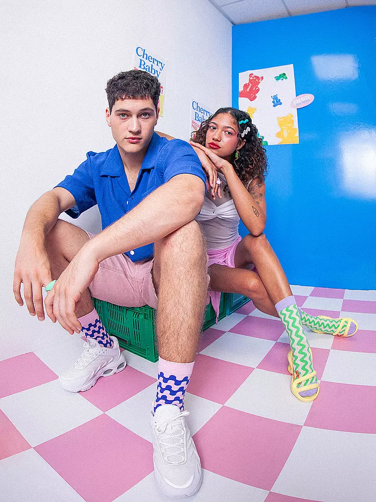 EAT MY SOCKS | Calzini 36-45 SWEET MALLOWS rosa-blu | 