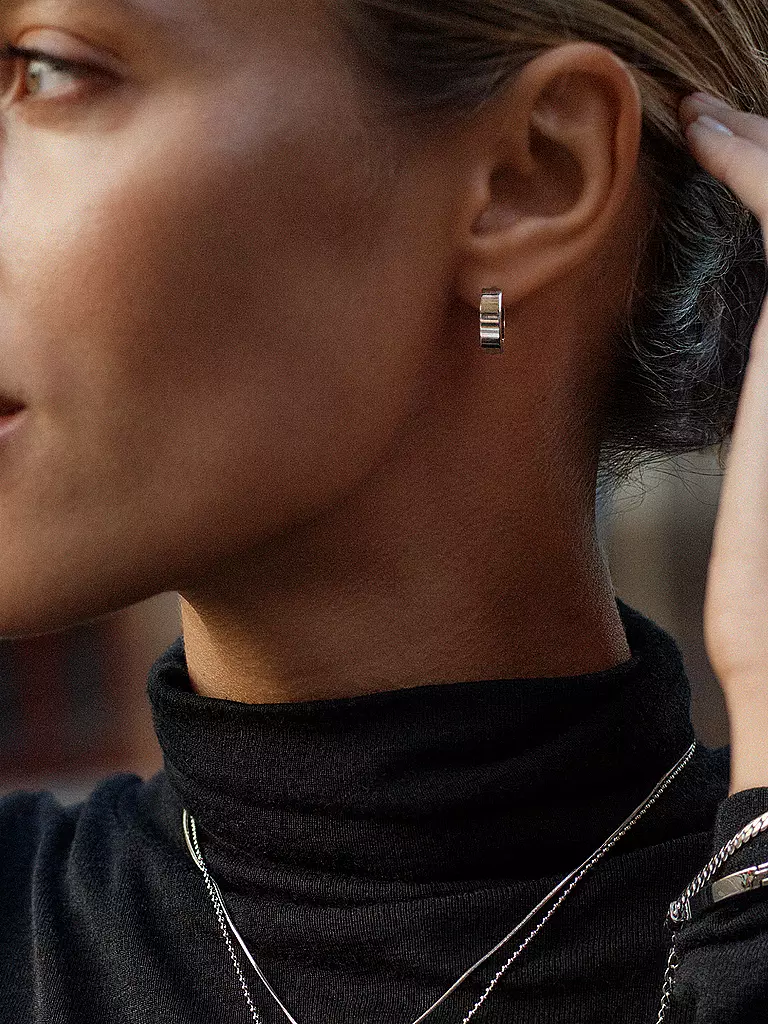 EDBLAD | Orecchini FAVE HOOPS Steel | Argento