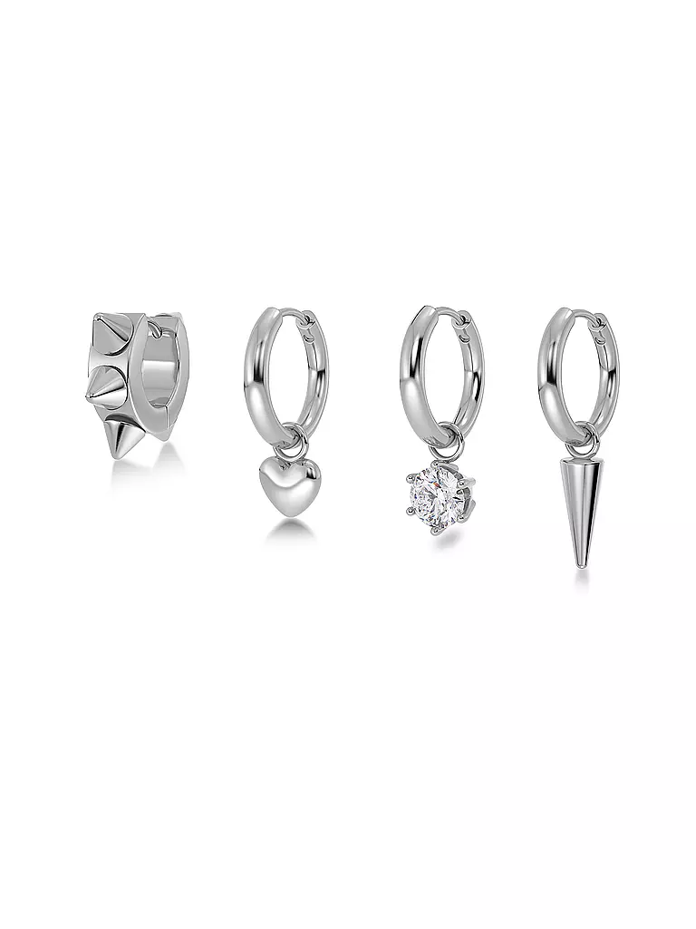 EDBLAD | Orecchini PEAK HOOPS ICON ONE HEART Steel | Argento