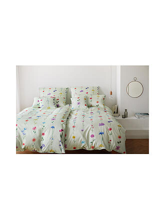 ELEGANTE | Biancheria da letto in raso FLOWER SHOW 70x90cm / 140x200cm Verde pistacchio