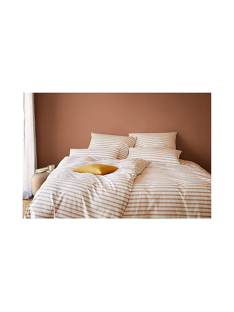 ELEGANTE | Biancheria da letto in flanella INVERNESS 70x90cm/140x200cm Albicocca | Arancione