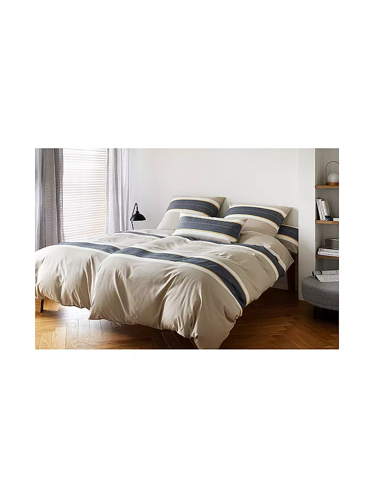 ELEGANTE | Biancheria da letto in flanella WHITMAN 70x90cm/140x200cm Beige Beige/Grigio | Beige