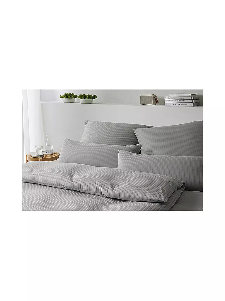 ELEGANTE | Biancheria da letto in jersey SOLID STRIPE 140/200CM Grafite | Grigio