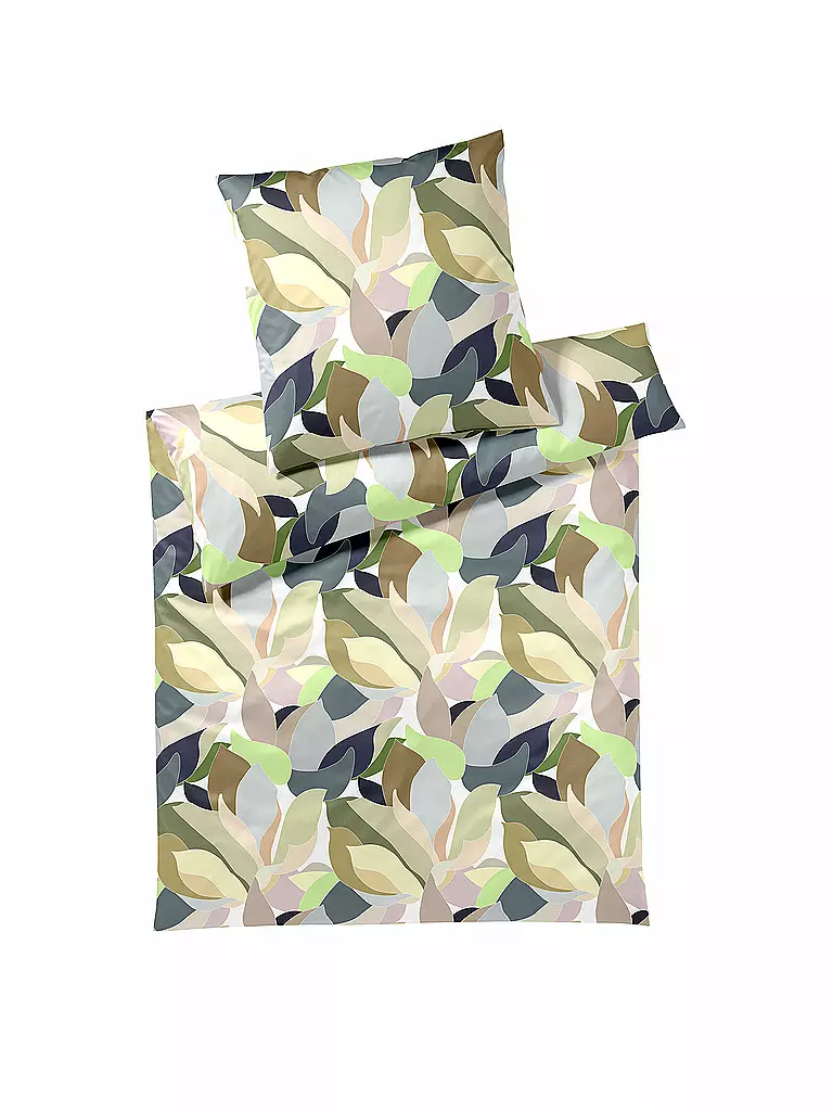 ELEGANTE | Biancheria da letto in raso 70x90cm/140x200cm NIGHT GARDEN Verde chiaro | Verde chiaro