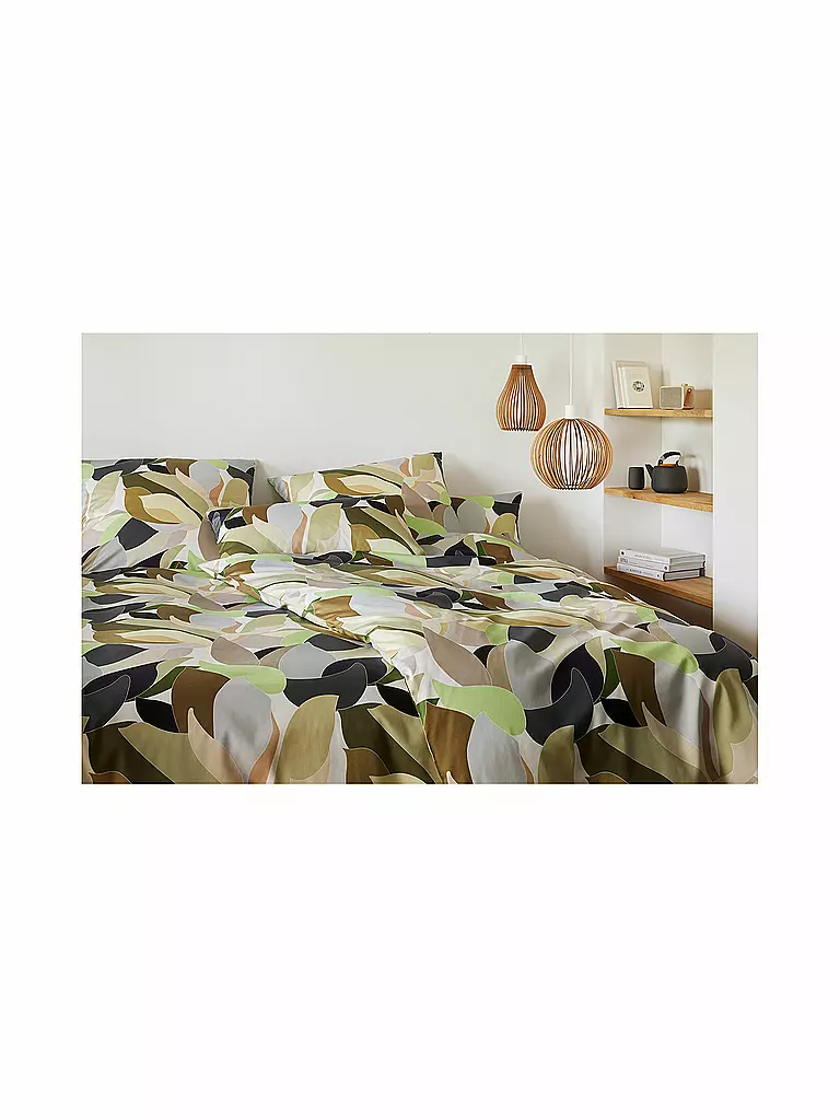 ELEGANTE | Biancheria da letto in raso 70x90cm/140x200cm NIGHT GARDEN Verde chiaro | Verde chiaro