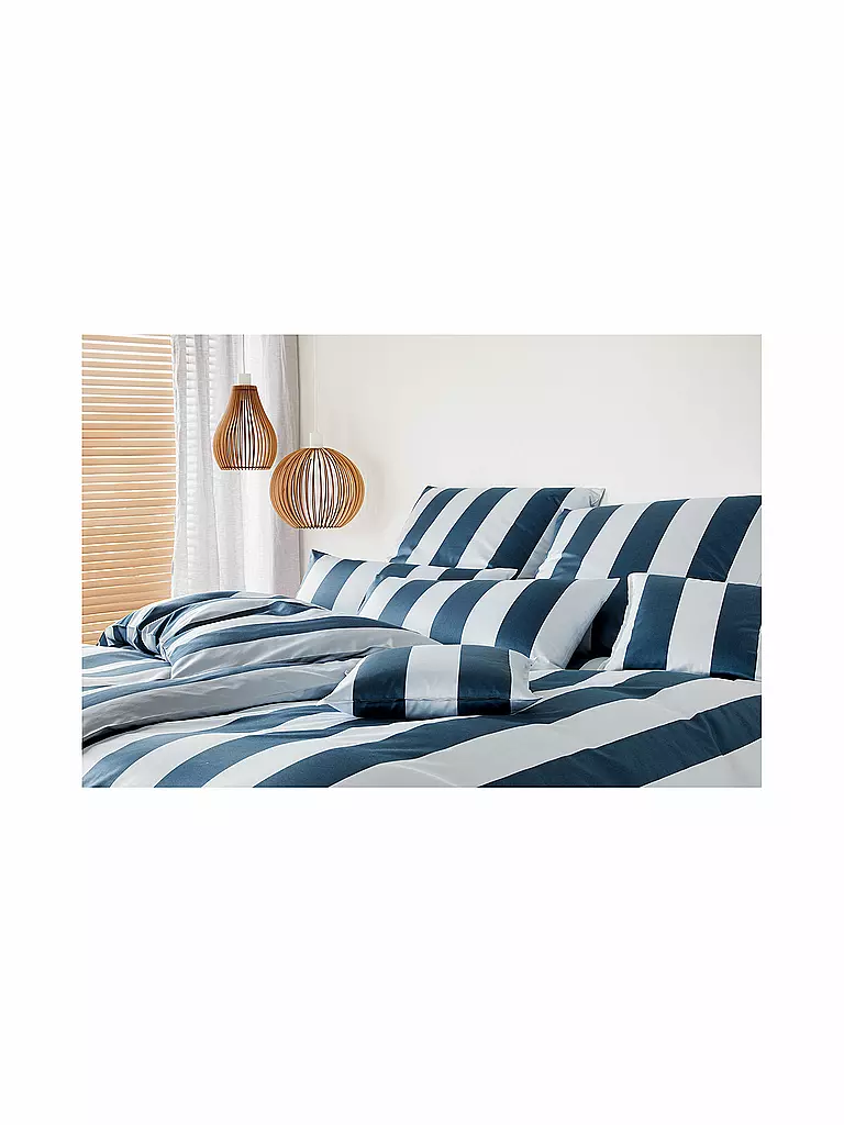 ELEGANTE | Biancheria da letto in raso 70x90cm/140x200cm NIGHT STRIPE Blu | Blu scuro