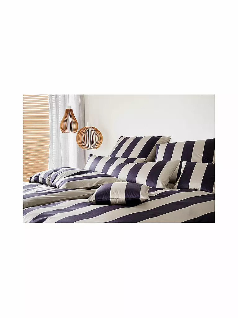 ELEGANTE | Biancheria da letto in raso 70x90cm/140x200cm NIGHT STRIPE Nature | Grigio