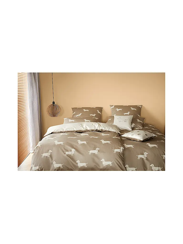 ELEGANTE | Biancheria da letto in raso DOGS 70x90cm/140x200cm Crema | 