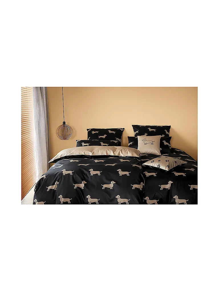 ELEGANTE | Biancheria da letto in raso DOGS 70x90cm/140x200cm Nero | 