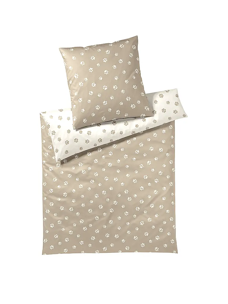 ELEGANTE | Biancheria da letto in raso PAWS 70x90cm/140x200cm Crema | Beige