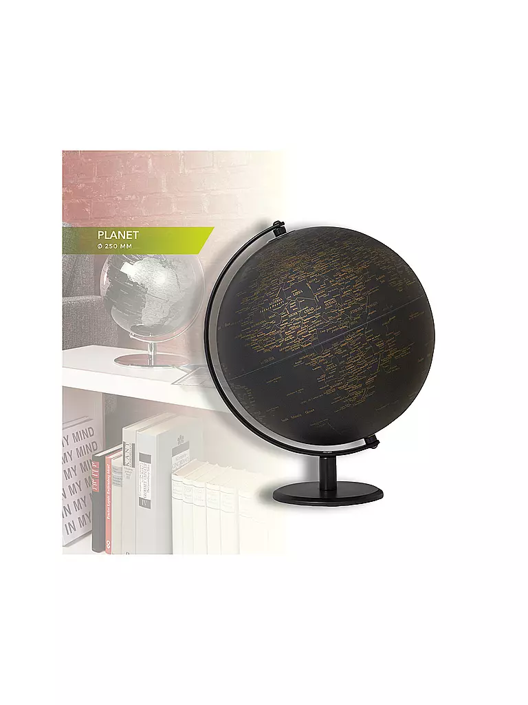 EMFORM | Globo da tavolo - Planet 25 cm nero/oro | Senza colore
