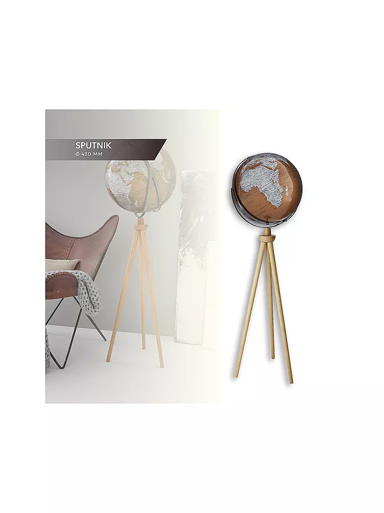 EMFORM | Globo da terra su supporto - Sputnik 43 cm bronzo/argento | Senza colore