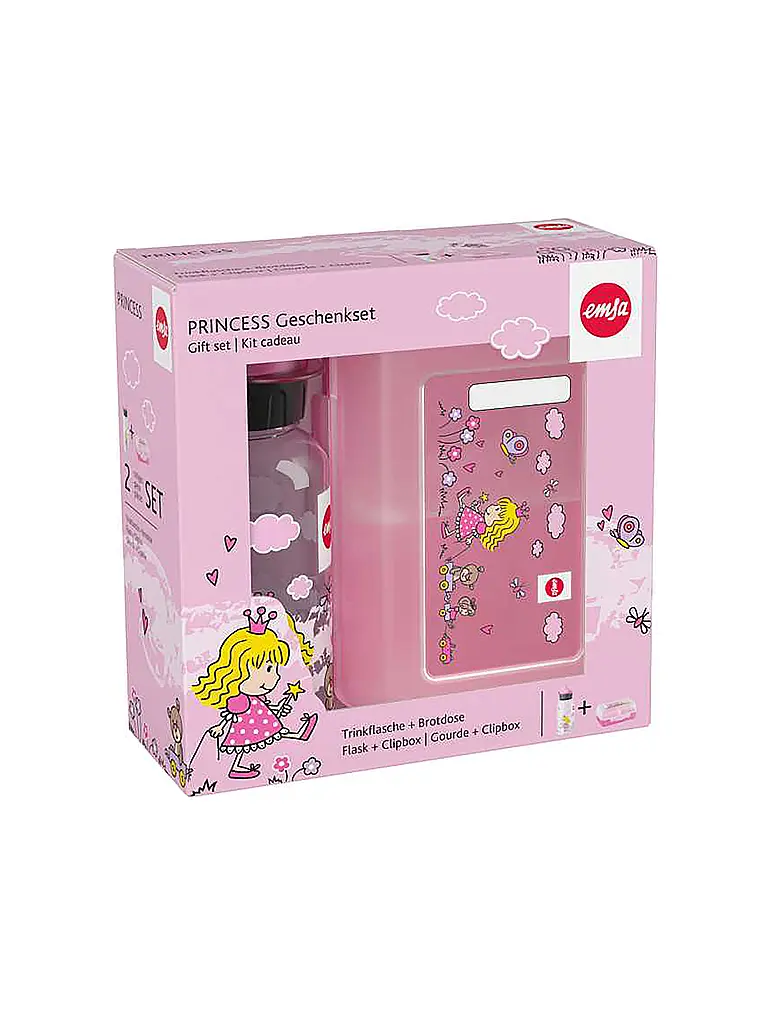 EMSA | Set regalo 2 pz. Lunchbox e borraccia PRINCESS Rosa | Rosa