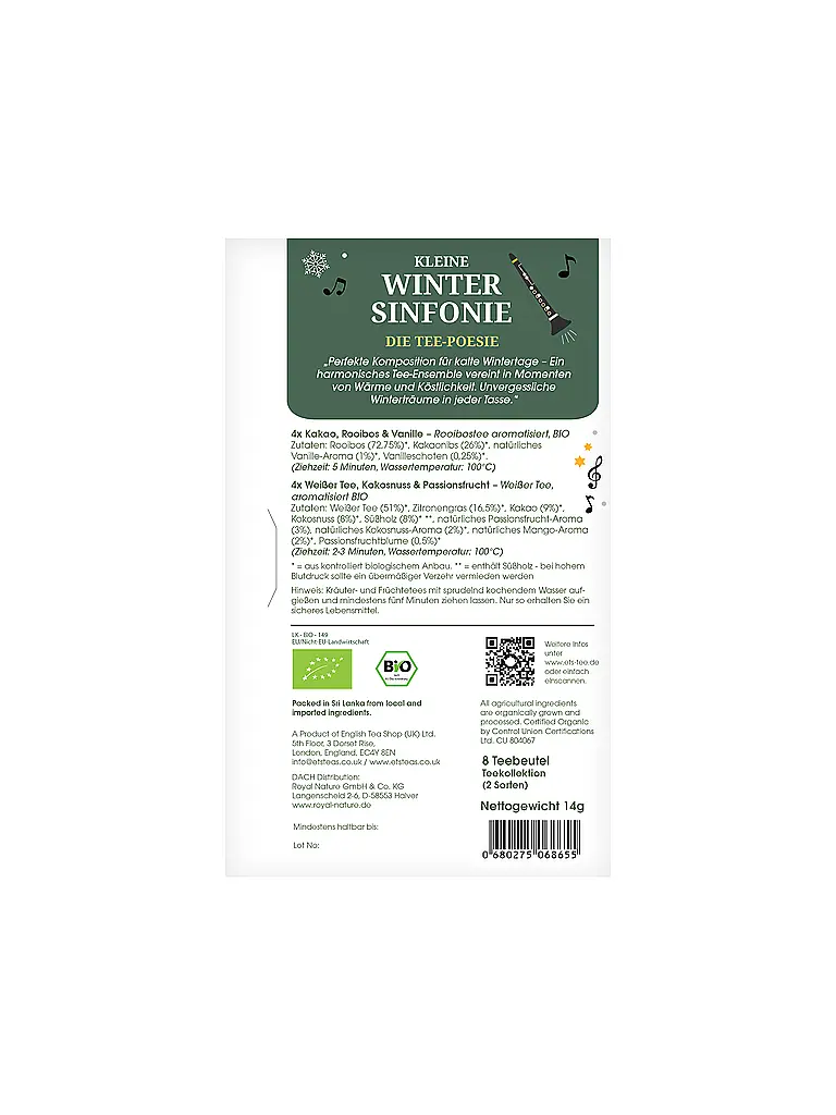 ENGLISH TEA SHOP | Wintertee 8 bustine Sinfonia invernale bianco | 