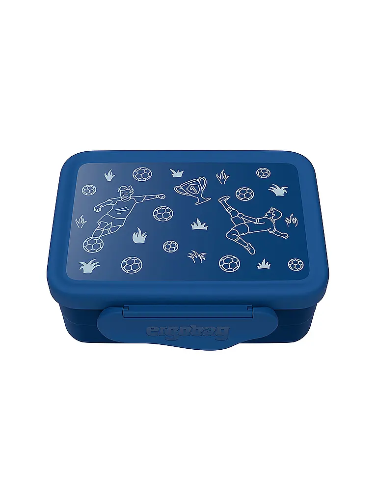 ERGOBAG | Brotdose in acciaio inox con motivo a calcio | Blu scuro