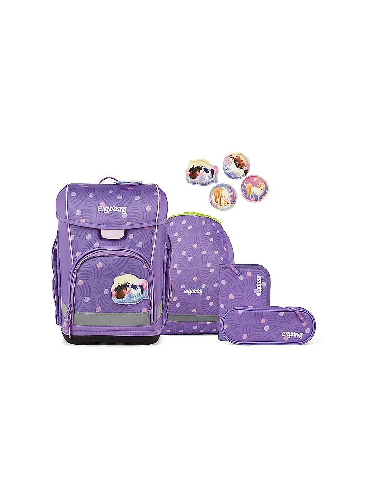 ERGOBAG | Schultaschen Set 5tlg CUBO LIGHT PonyBäradies | Lilla