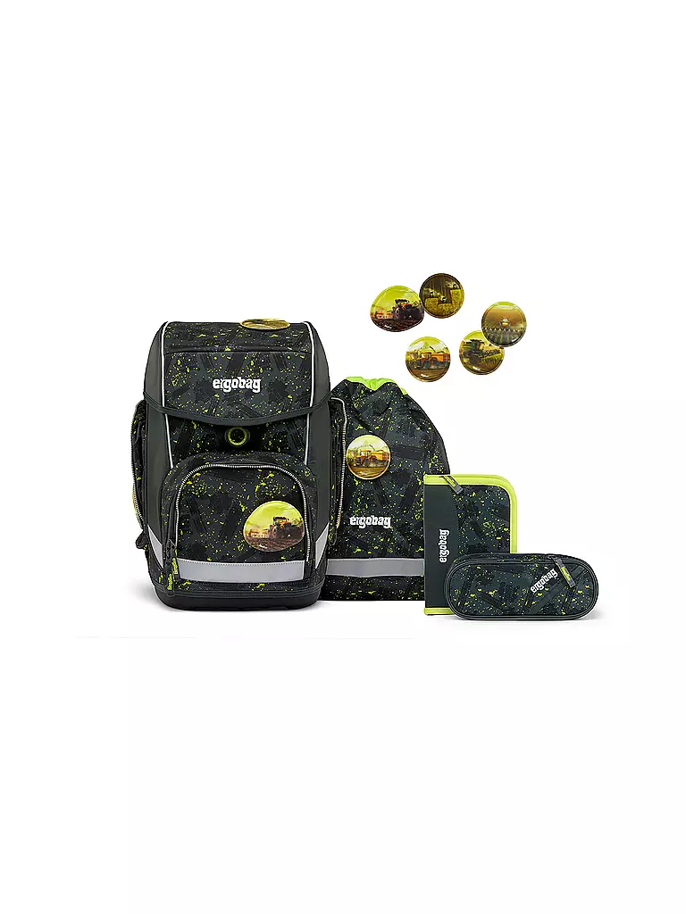 ERGOBAG | Set di zaini scolastici 5 pz. CUBO - MähdreschBär | Verde scuro
