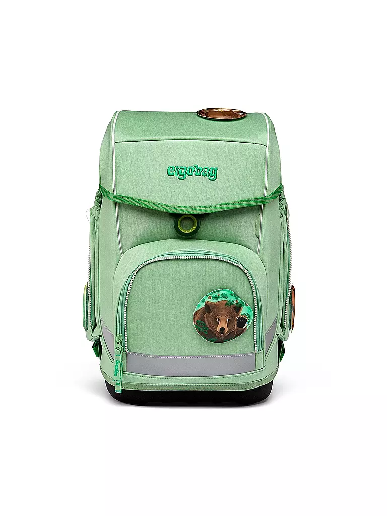 ERGOBAG | Set di zaini scolastici 5 pz. CUBO Eco Hero - Abitanti Orsi della Foresta | Verde chiaro