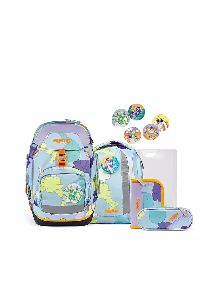 ERGOBAG | Set di zaini scolastici 5 pz. Tagträum Bär | Blu chiaro