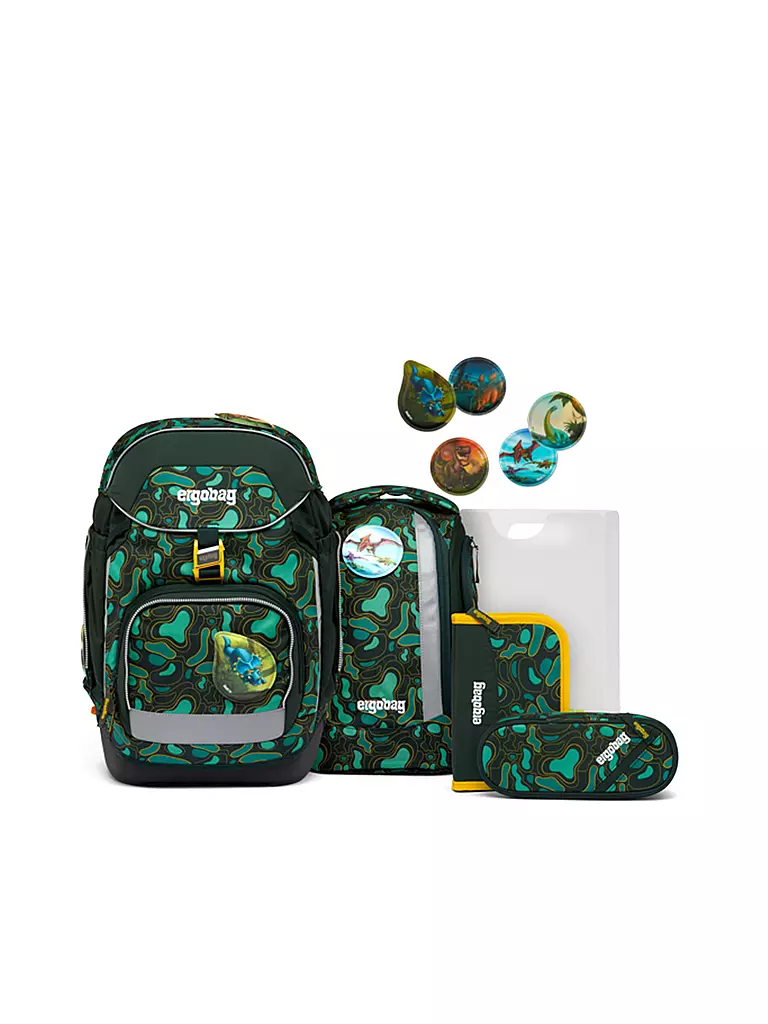 ERGOBAG | Set di zaini scolastici 6 pz PACK - TriBäratops | Verde scuro