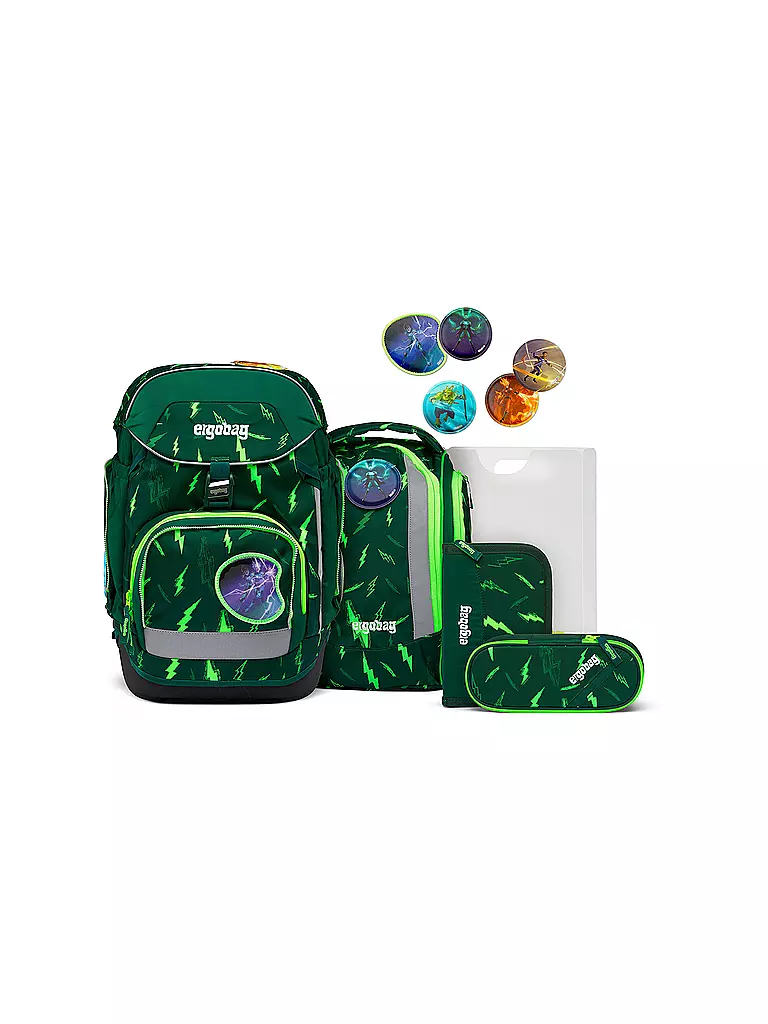 ERGOBAG | Set di zaini scolastici 6 pz PACK Lumi - Bärtastisch | Verde scuro