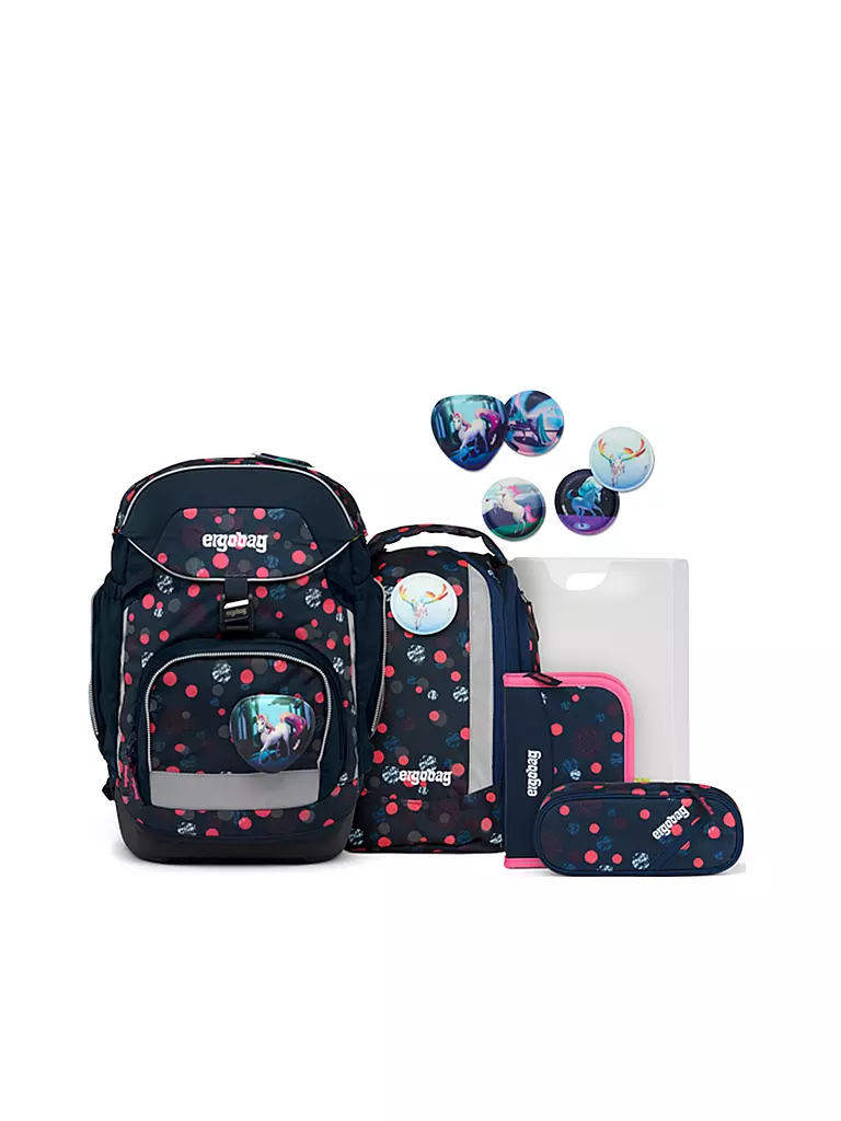 ERGOBAG | Set di zaini scolastici 6 pz PACK Reflex Glow - PhantBärsi | Blu scuro