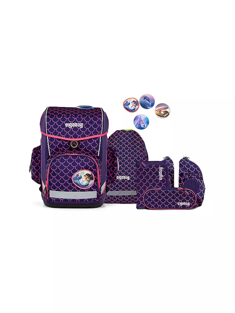 ERGOBAG | Set di zaini scolastici 6 pz. CUBO LIGHT PerlentauchBär | Lilla