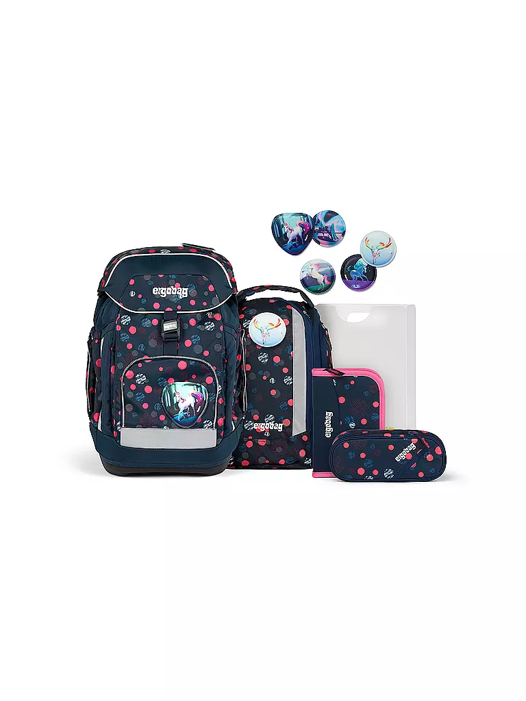 ERGOBAG | Set di zaini scolastici 6 pz. MAXI Reflex Glow - PhantBärsiewelt | Blu scuro
