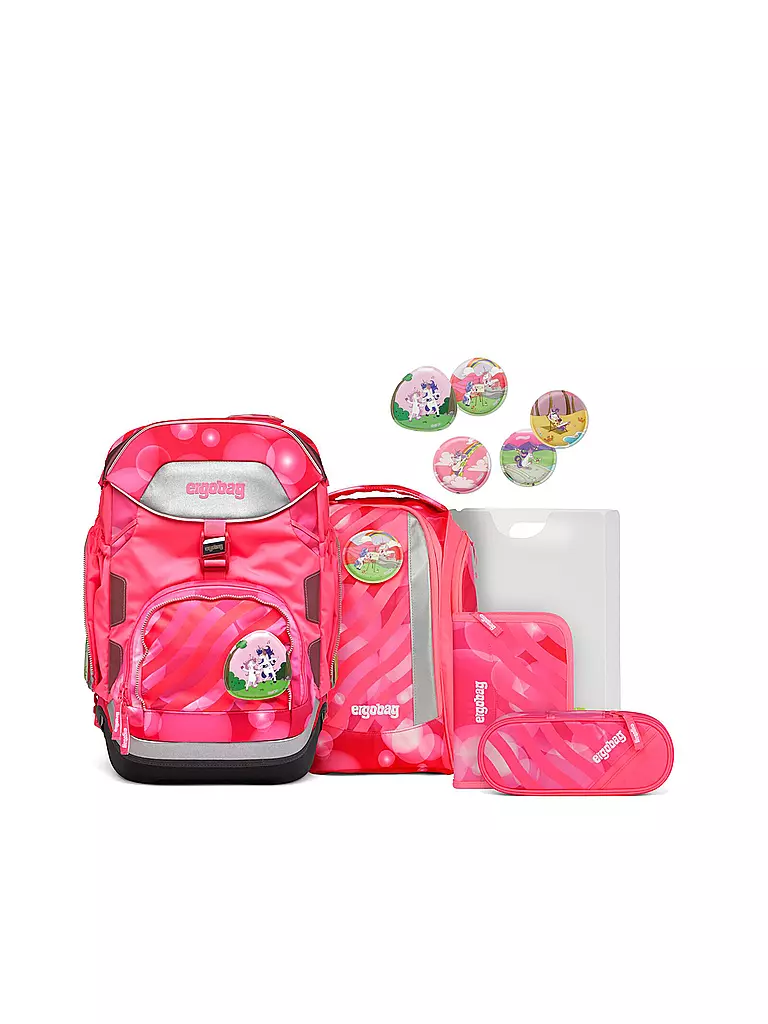 ERGOBAG | Set di zaini scolastici 6 pz. Pack KuntBärbuntes Einhorn | Fucsia