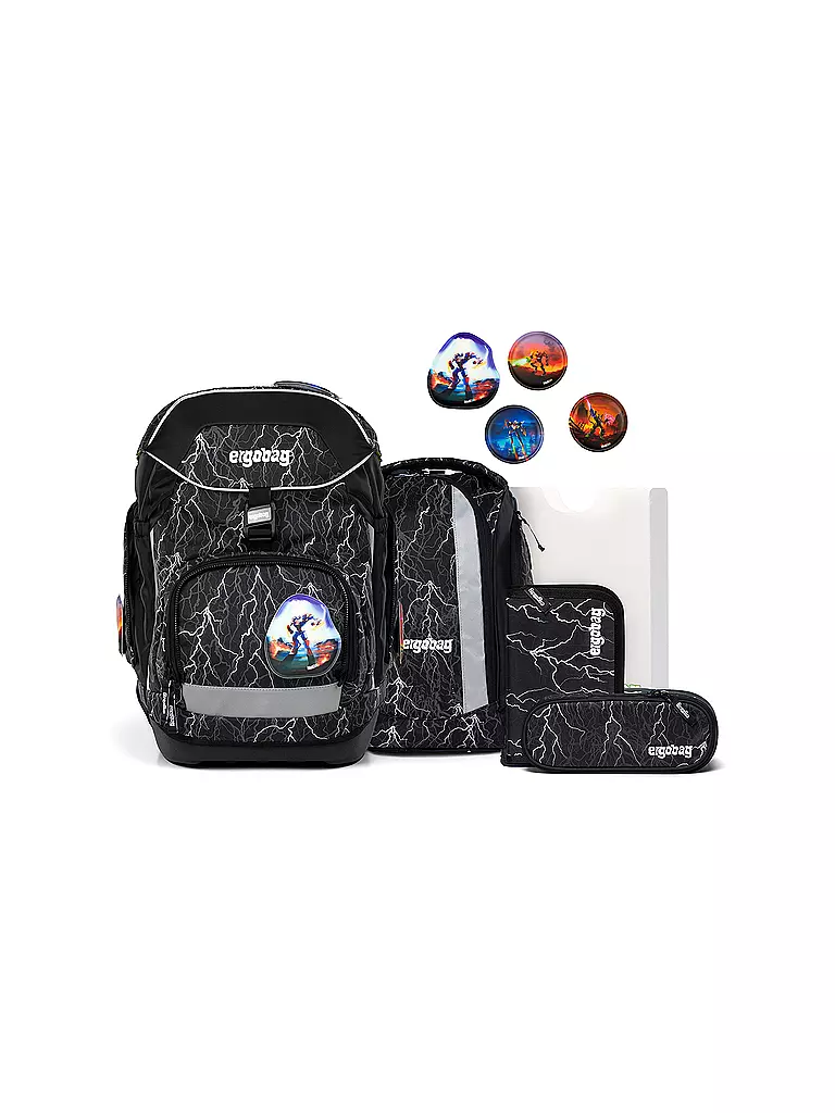 ERGOBAG | Set di zaini scolastici 6 pz. PACK ReflektBär | Nero