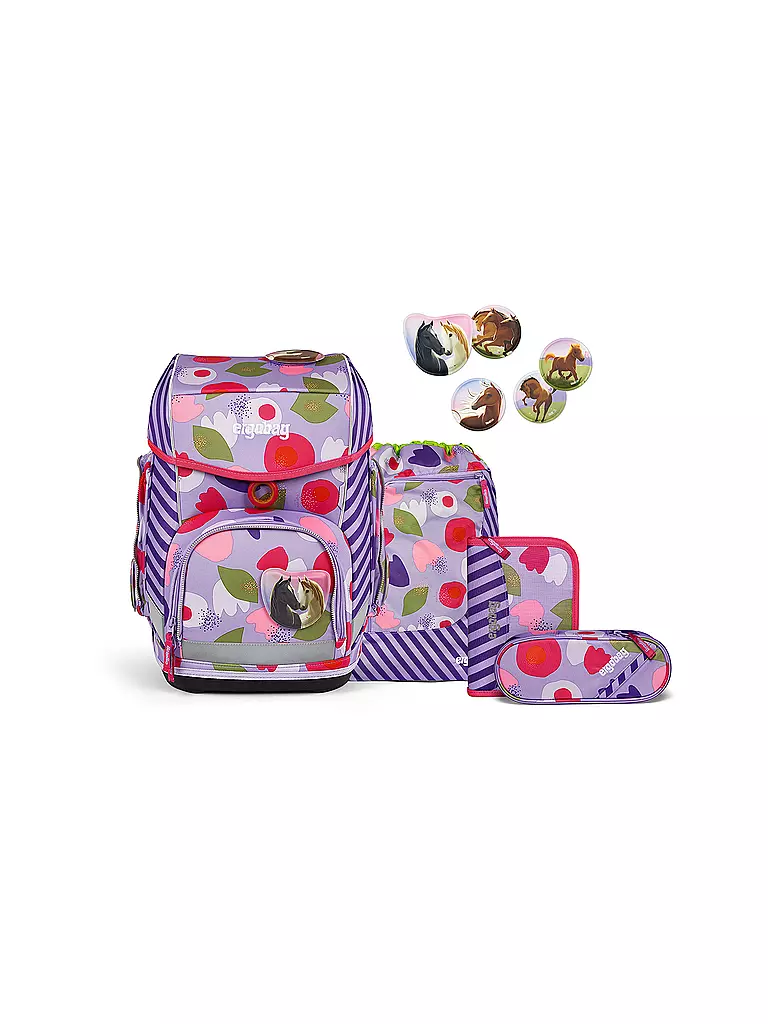 ERGOBAG | Set di zaini scolastici da 5 pezzi CUBO - BlütenzauBär | Lilla