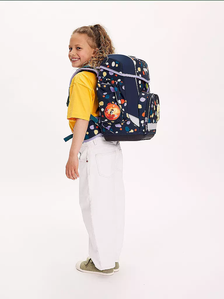 ERGOBAG | Set di zaini scolastici da 5 pezzi CUBO - Caverna d'ambra | Blu scuro